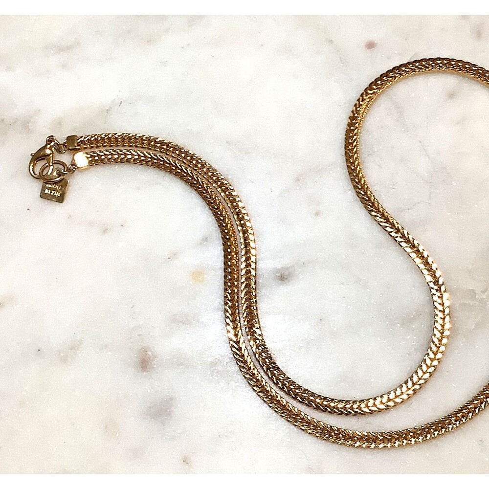 Vintage Anne Klein Necklace Heavy Foxtail Chain Long 24" Signed Lion Tag